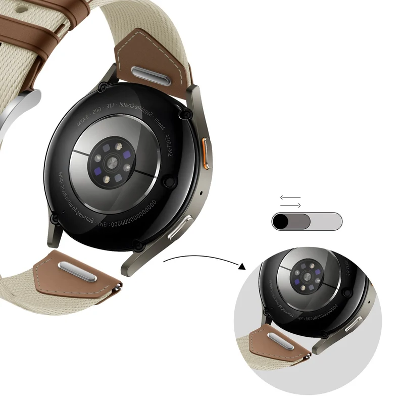 Bandz Zenwatch Venice Pro Leder Hybrid Armband 'Easy Fit' (Beige/Braun)