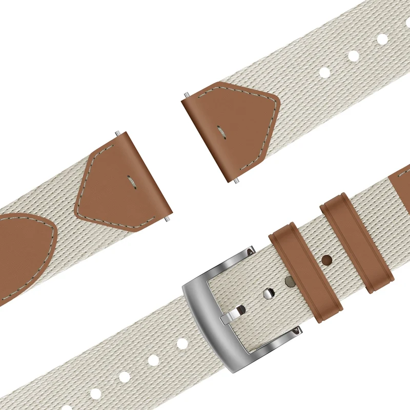 Bandz Zenwatch Venice Pro Leder Hybrid Armband 'Easy Fit' (Beige/Braun)