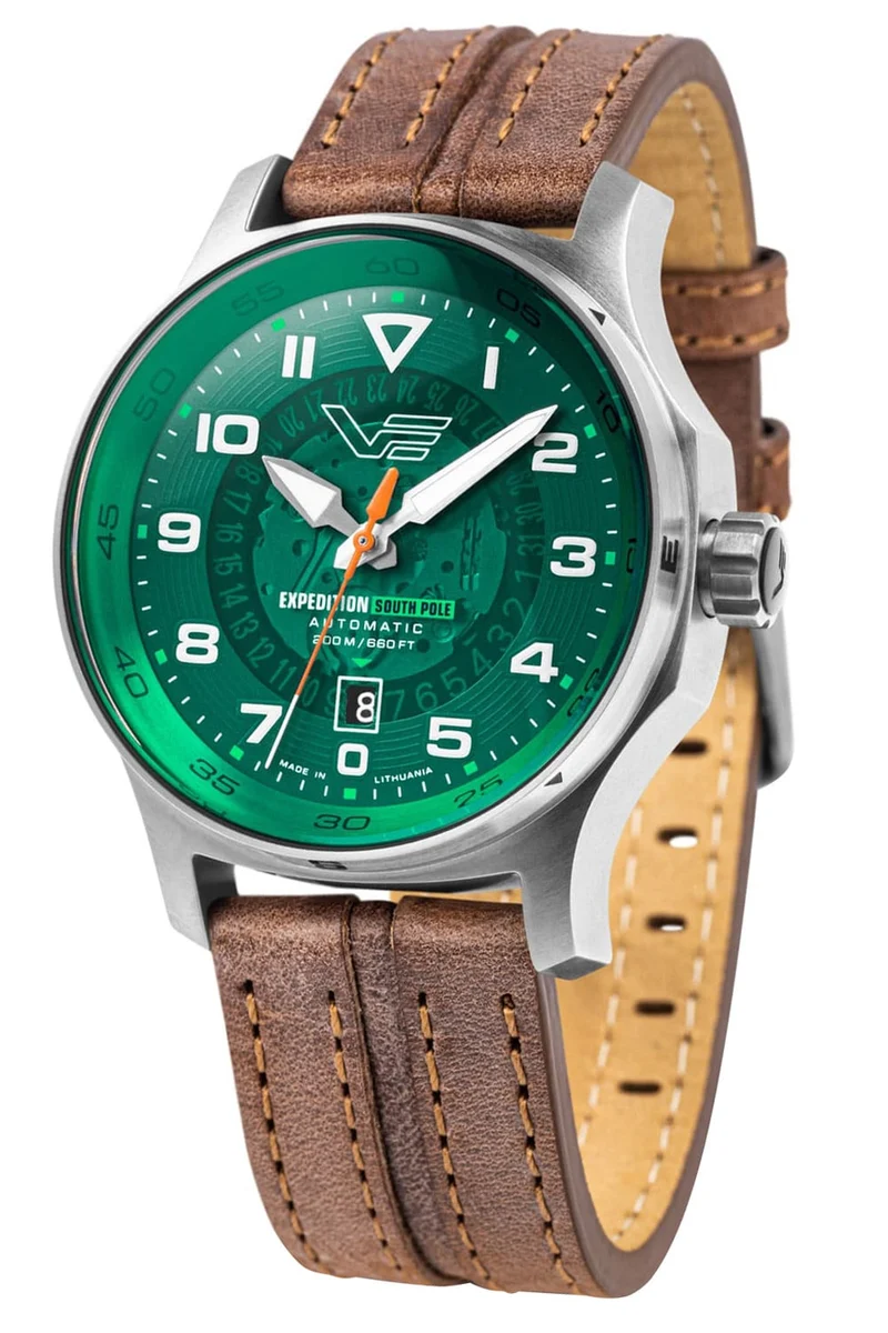 Vostok Europe Expedition South Pole NH35-592A759 Herrenuhr Braun/Grün • Automatikwerk TMI NH35 • 20 Bar Wasserdicht