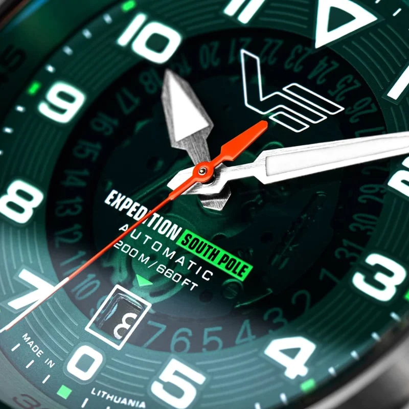 Vostok Europe Expedition South Pole NH35-592A759 Herrenuhr Braun/Grün • Automatikwerk TMI NH35 • 20 Bar Wasserdicht