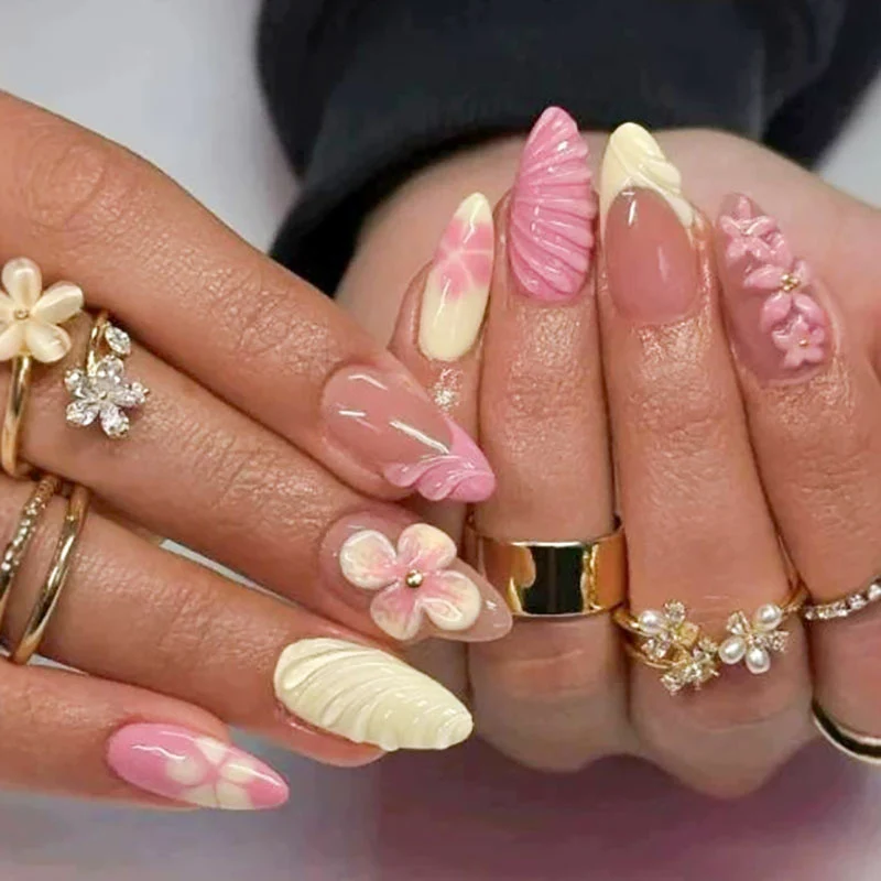 Dekoratives florales Press-On Nagelset