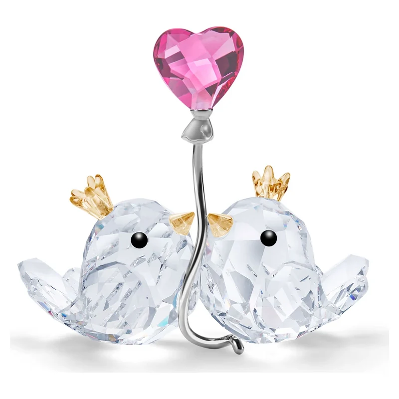 SWAROVSKI Kristallfigurine Unzertrennliche Vögel rosa Herz Mehrfarbig WITH LOVE 5492226