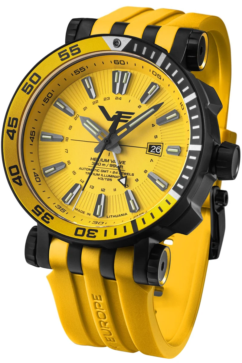 Vostok Europe Energia Rocket NH34-575C719 Herrenuhr Gelb • GMT-Uhrwerk • 2 Wechselarmbänder