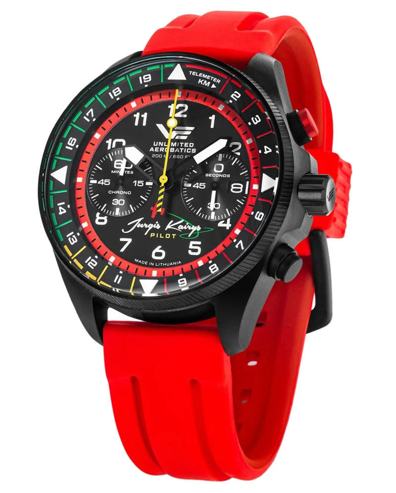 Vostok Europe Jurgis Kairys 6S21-326C794 Herren Chronograph Rot • Limitiert auf 500 Stück • 20 Bar Wasserdicht