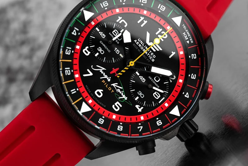 Vostok Europe Jurgis Kairys 6S21-326C794 Herren Chronograph Rot • Limitiert auf 500 Stück • 20 Bar Wasserdicht