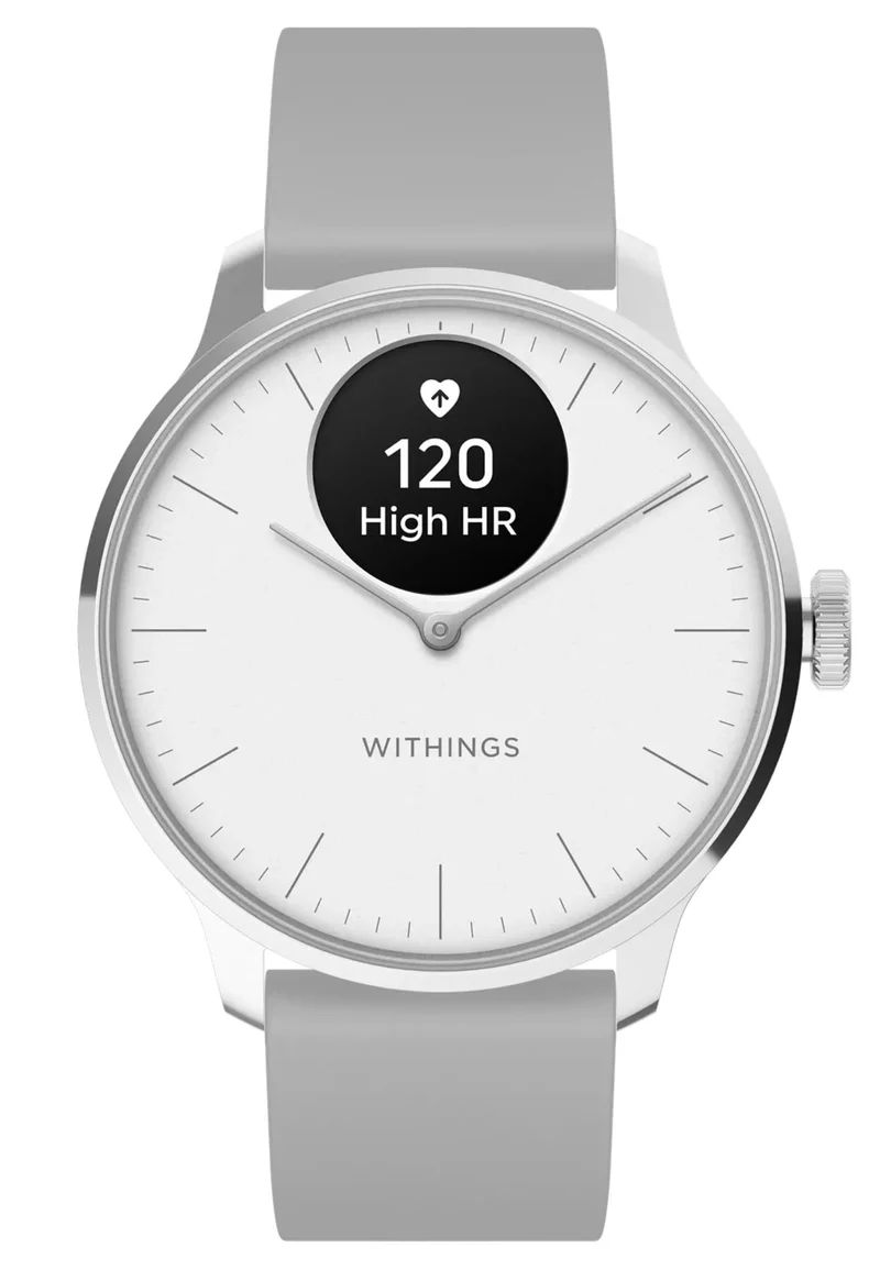 Withings ScanWatch Light HWA11-Model 3-All-Int Damen Smartwatch Silber/Grau • Hybrid-Analog mit Gesundheits-Tracking • SpO2 und Herzfrequenz