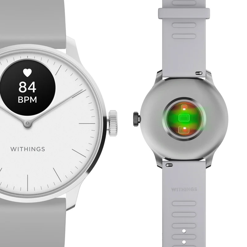 Withings ScanWatch Light HWA11-Model 3-All-Int Damen Smartwatch Silber/Grau • Hybrid-Analog mit Gesundheits-Tracking • SpO2 und Herzfrequenz