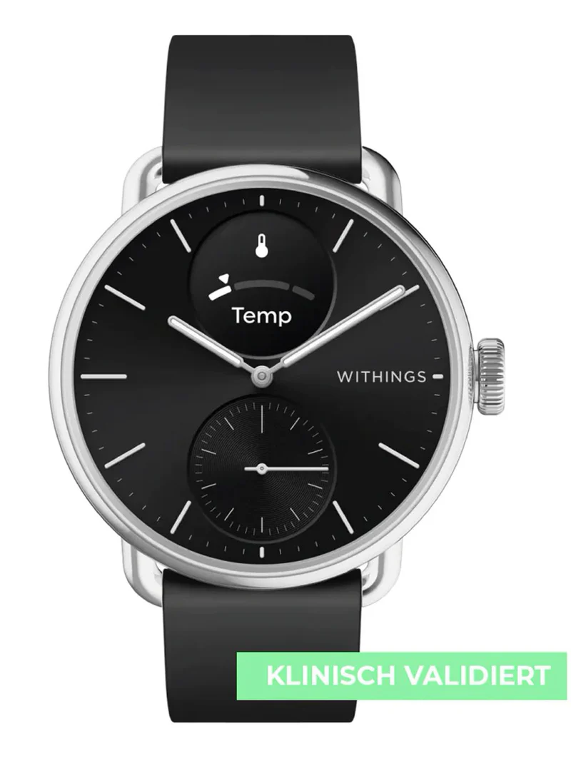 Withings ScanWatch 2 HWA10-model 1-All-Int Damen Schwarz • Hybrid-Smartwatch mit EKG • 30 Tage Akkulaufzeit