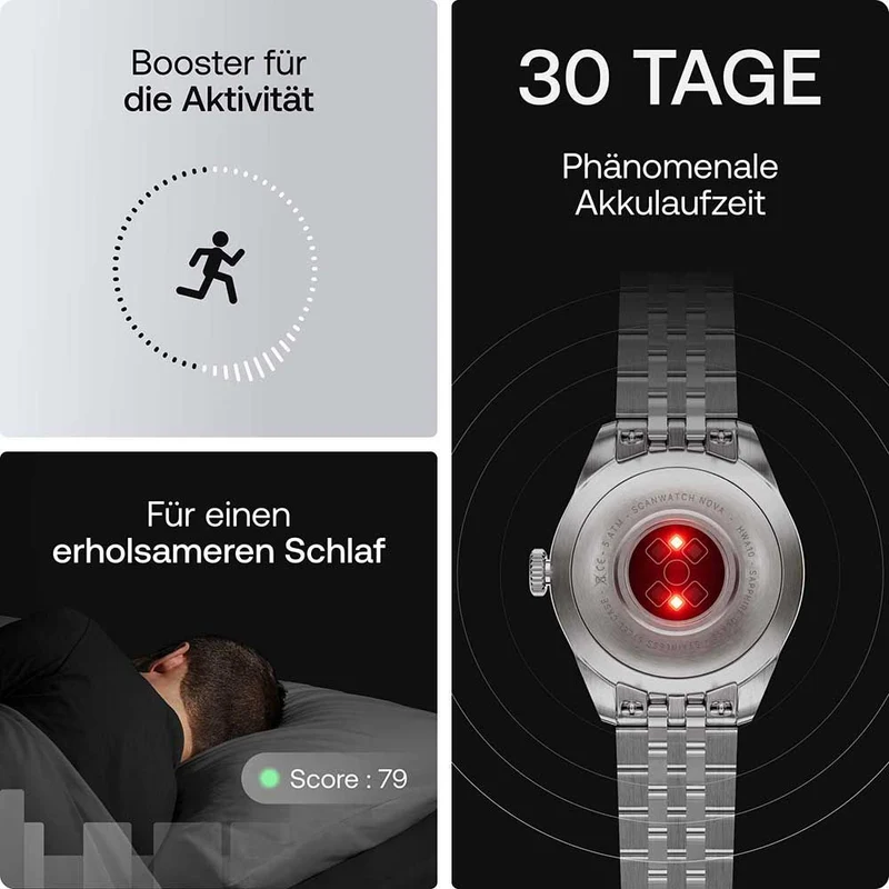 Withings ScanWatch Nova HWA10-MODEL 10-ALL Damen Smartwatch Silber • Hybrid-Smartwatch mit analogem Zifferblatt • 5 ATM wasserdicht