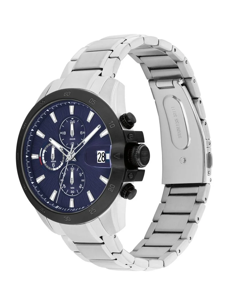Tommy Hilfiger 1792198 Herrenuhr Silber • Texturiertes Zifferblatt mit Datum • 5 BAR Wasserdicht