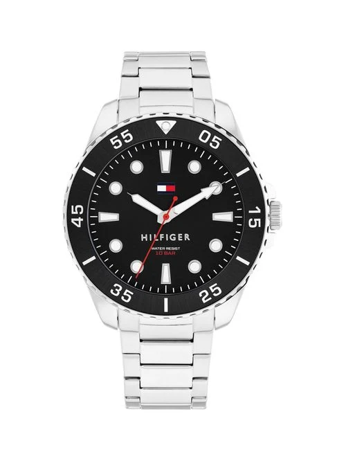 Tommy Hilfiger 1792198 Herrenuhr Silber • Texturiertes Zifferblatt mit Datum • 5 BAR Wasserdicht