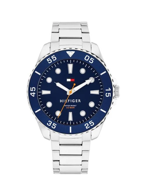 Tommy Hilfiger 1792198 Herrenuhr Silber • Texturiertes Zifferblatt mit Datum • 5 BAR Wasserdicht