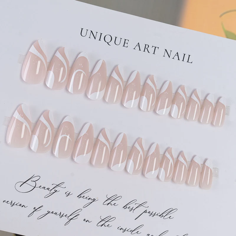 Künstlerische Stiletto Druck-Nägel mit elegantem Schwirldesign