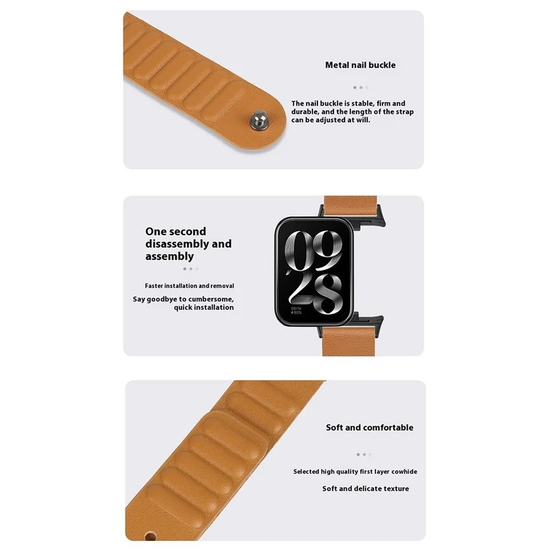 Modisch Xiaomi Smart Band 8 Pro Echtes Leder Armband