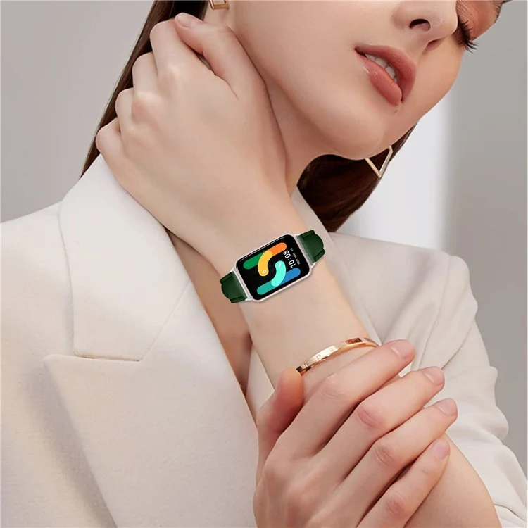 Stark Samsung Galaxy Fit 3 Echtes Leder Armband
