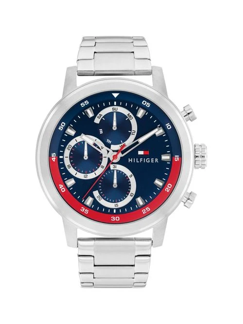 Tommy Hilfiger TH85 1792186 Herren Armbanduhr Silber • Chronograph mit Datumsanzeige • 5 BAR Wasserdicht