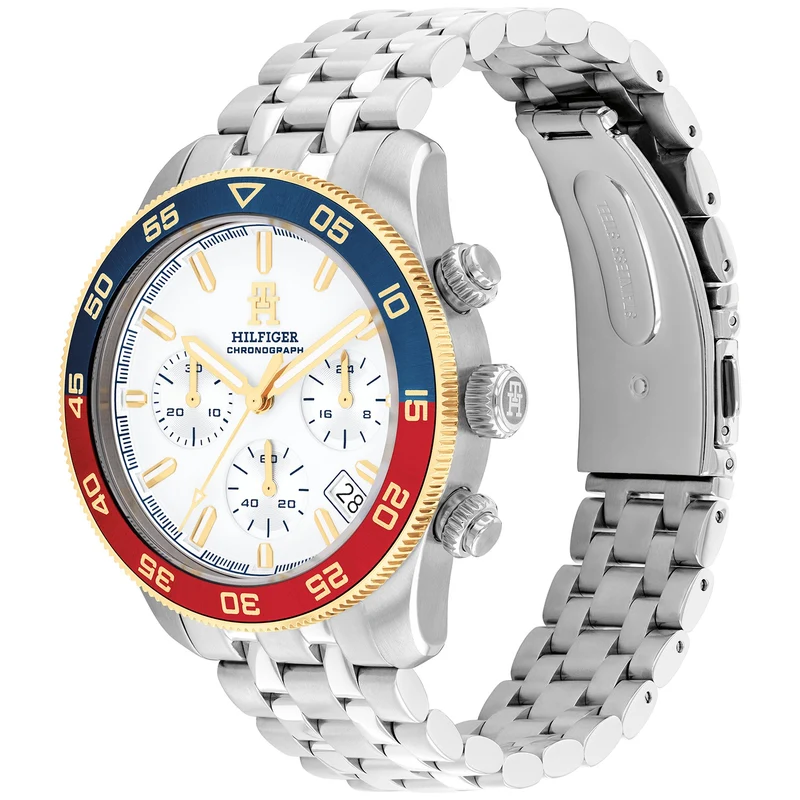 Tommy Hilfiger TH85 1792184 Herrenuhr Silber • Chronograph mit Stoppuhr • Mineralglas