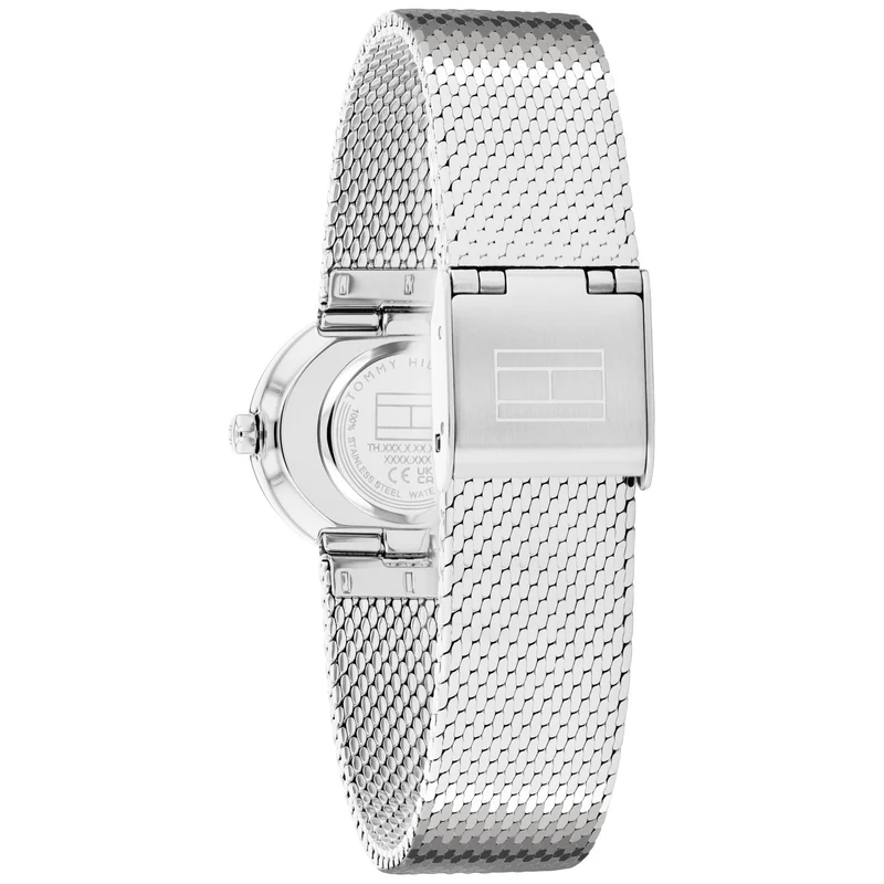 Tommy Hilfiger MOIRA 1782846 Damen Armbanduhr Silber • Ovales Gehäuse mit Open Heart • Milanaise-Armband aus Edelstahl