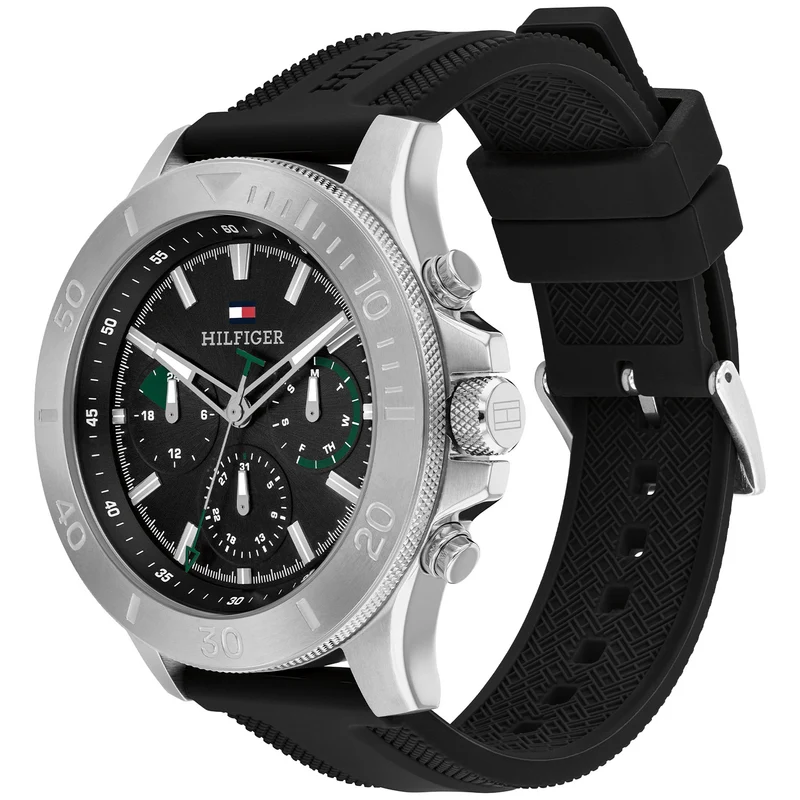 Tommy Hilfiger Bryan 1792111 Herren • Chronograph • Schwarzes Kautschukarmband