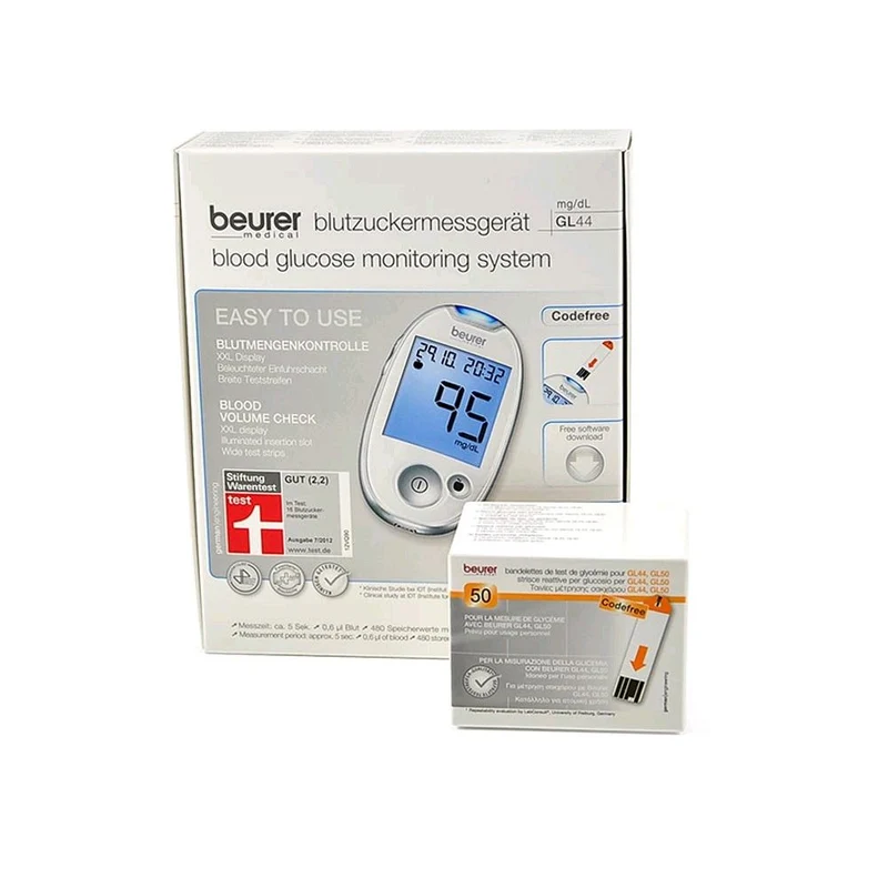 Beurer Blutzucker Messgerät GL 44 mg/dl weiß inkl. 50 Teststreifen
