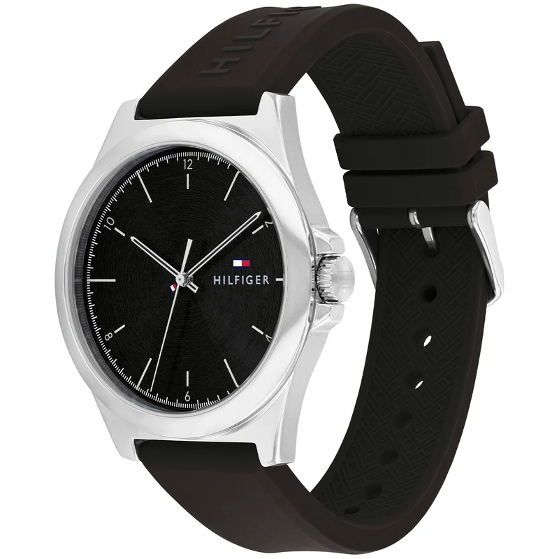Tommy Hilfiger Norris 1710617 Herren • Schwarzes Silikonarmband • Mineralglas