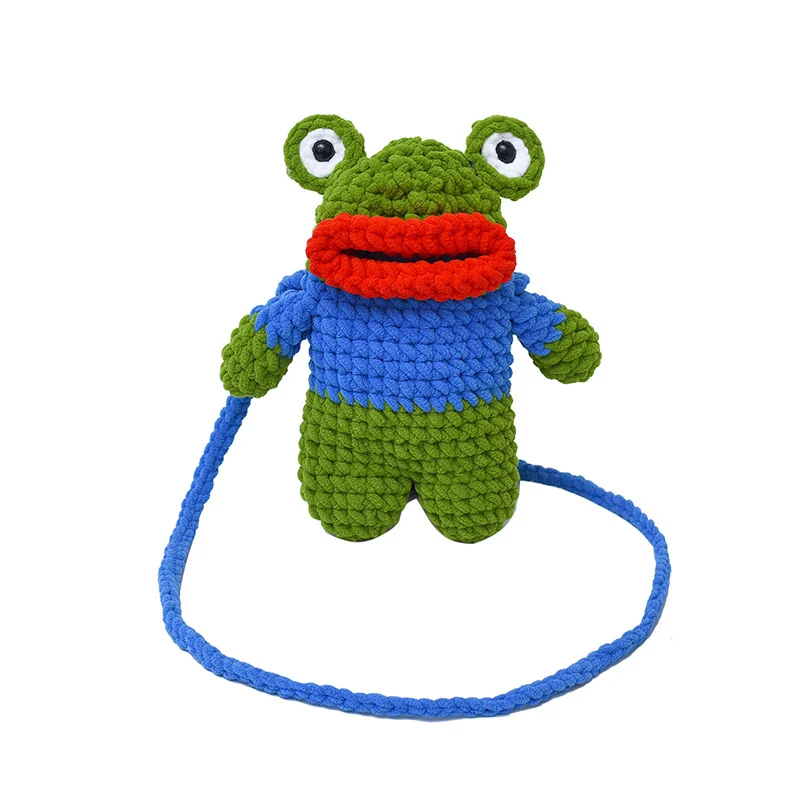 Spaßige gehäkelte Frosch-Motiv Mini-Rucksäcke