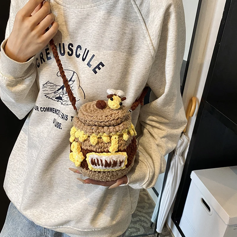 Spaß Häkel Honigglas Mini Tasche