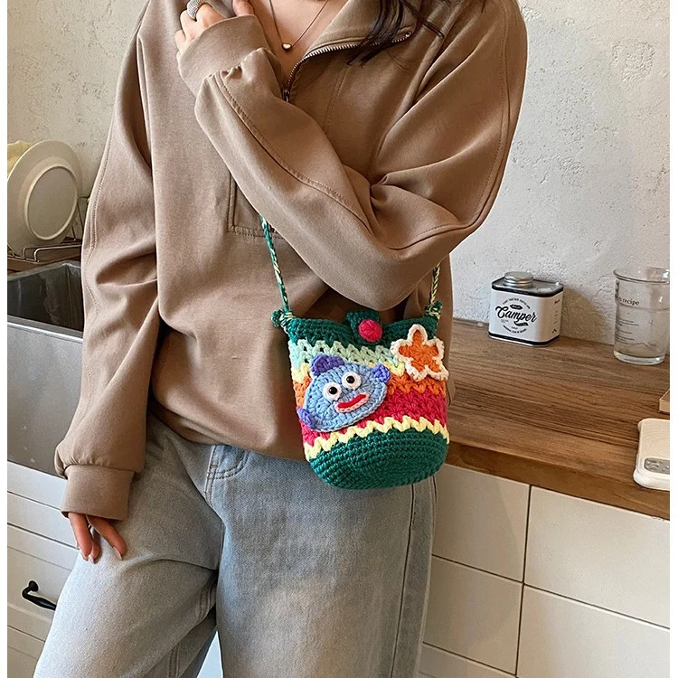 Spaß Häkel Fischförmige Mini Eimer Tasche