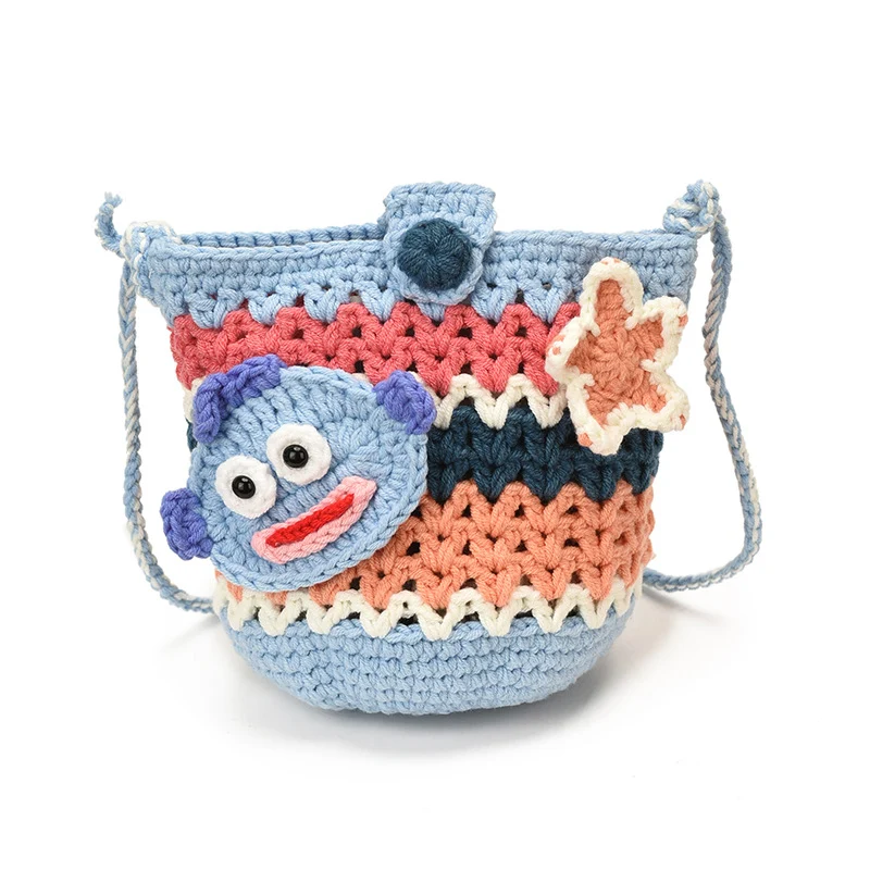 Spaß Häkel Fischförmige Mini Eimer Tasche