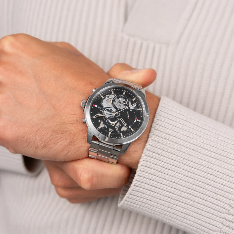 Tommy Hilfiger Henry 1710477 Herren • Skeleton-Zifferblatt • Mineralglas