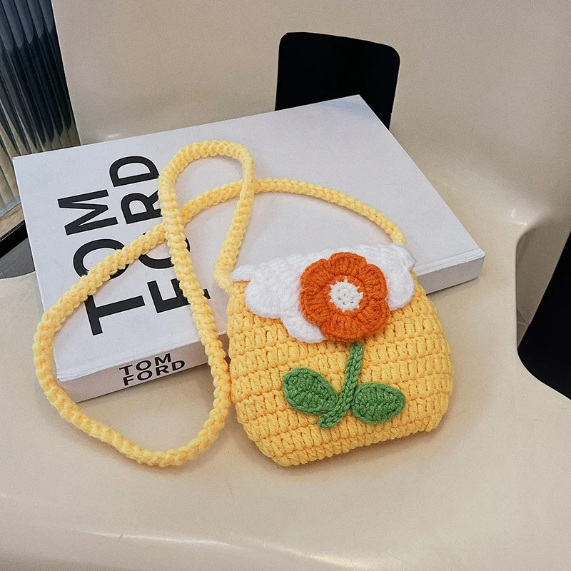 Blumenmuster Häkel Mini Tasche