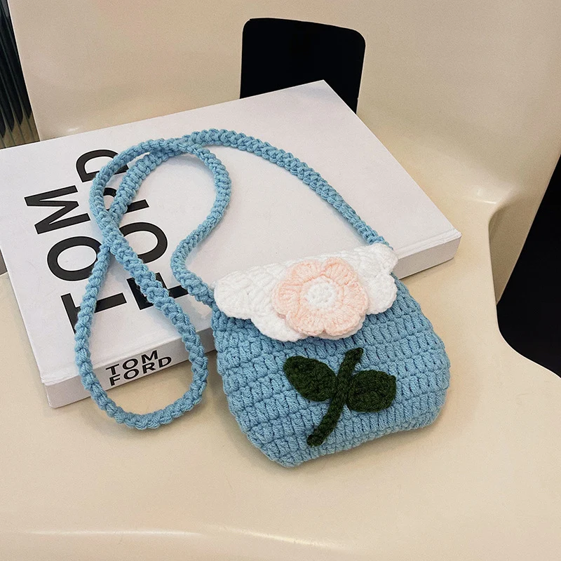 Blumenmuster Häkel Mini Tasche