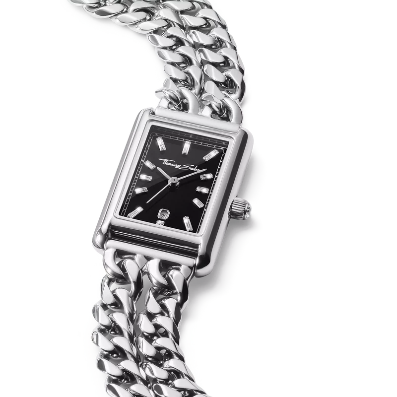Thomas Sabo Bold Elegance WA0453-201-203 Damenuhr Schwarz • Mineralglas mit Saphirbeschichtung • Zirkonia-Steine
