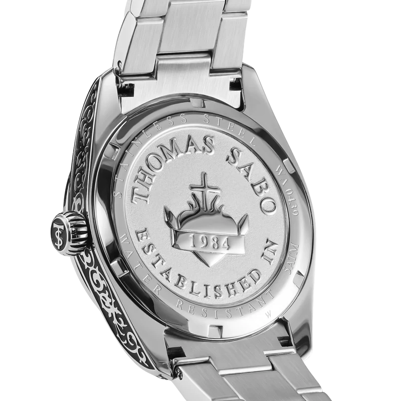 Thomas Sabo Rebel At Heart Revive WA0439-201-209 Herrenuhr Mitternachtsblau • Graviertes Edelstahlgehäuse • Saphirbeschichtetes Mineralglas