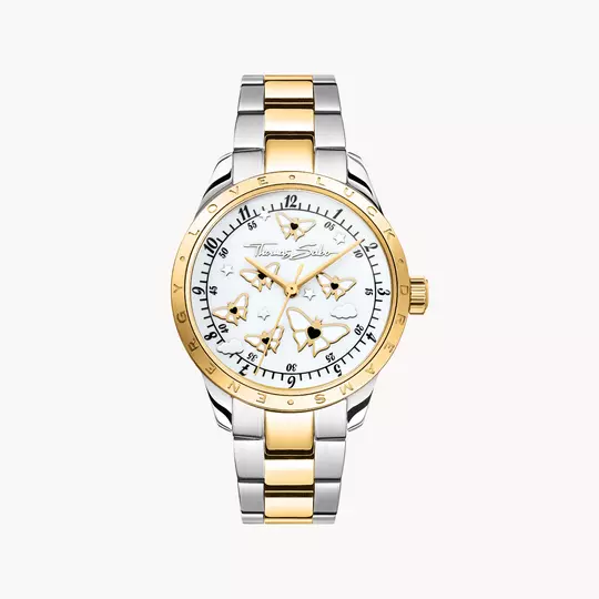 Thomas Sabo WA0433-291-202 Damenuhr Schmetterlinge Bicolor 34mm • Saphirbeschichtetes Mineralglas • MIYOTA GL34 Uhrwerk