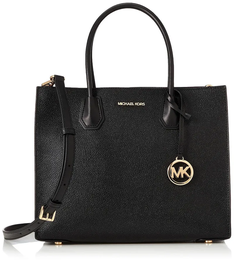 Michael Kors Shopper Damen Mercer Large Genarbtes Leder Accordion Schwarz 35T2GM9S3L