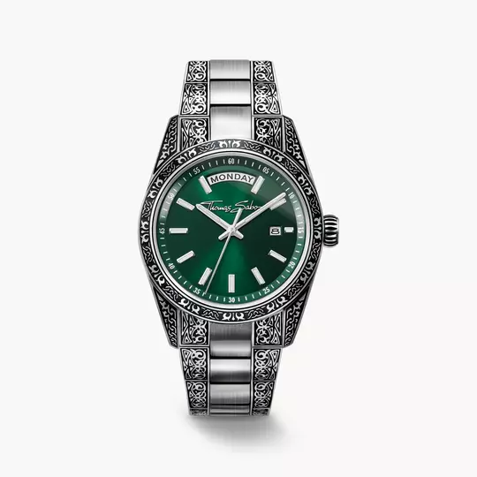 Thomas Sabo Rebel at Heart Revive WA0426-201-201 Unisex Armbanduhr Rauchergrün • Miyota Uhrwerk • Saphirbeschichtetes Mineralglas