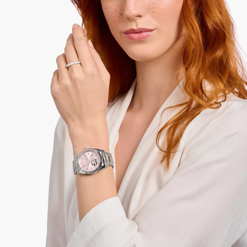 Thomas Sabo WA0418-201-204 Damen Armbanduhr Silber/Pink • Automatikwerk Miyota 8N40 • Saphirglas entspiegelt