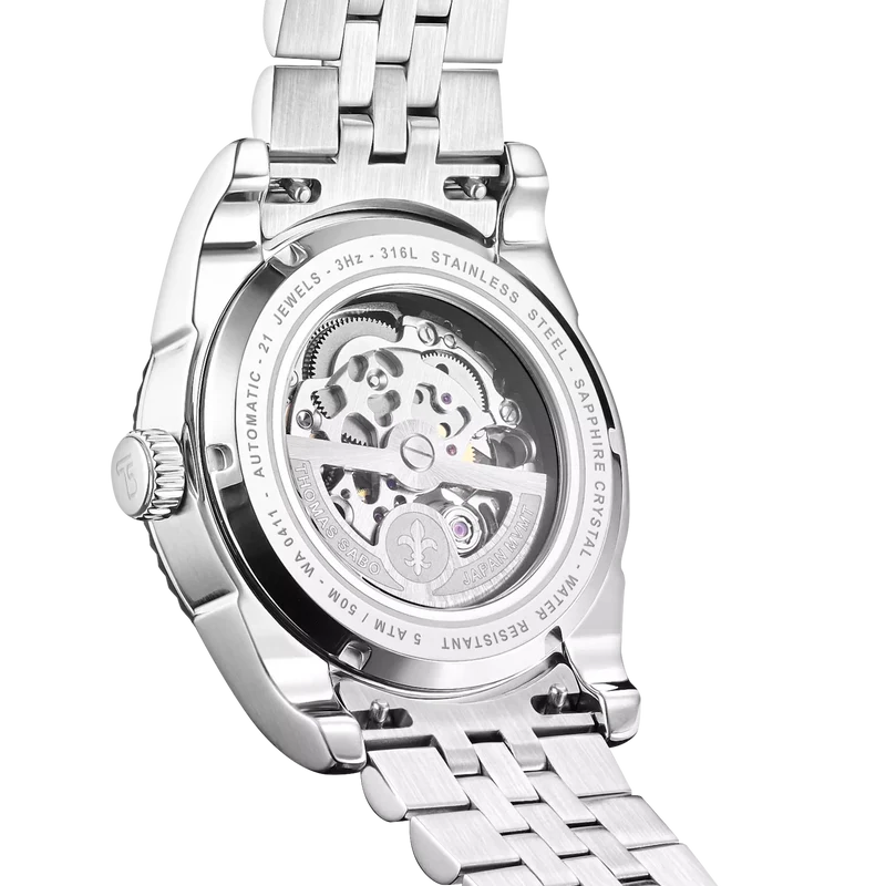 Thomas Sabo WA0411-201-203 Herrenuhr Silber • Miyota 8N40 Automatikwerk • Saphirglas mit Entspiegelung