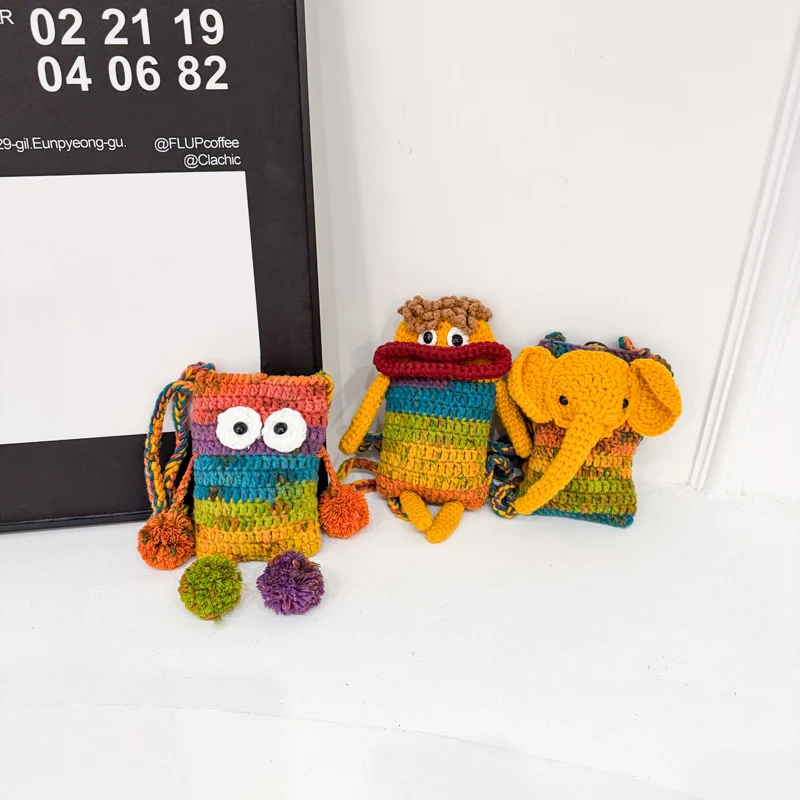 Elefant-Themen Häkel Mini Handtasche
