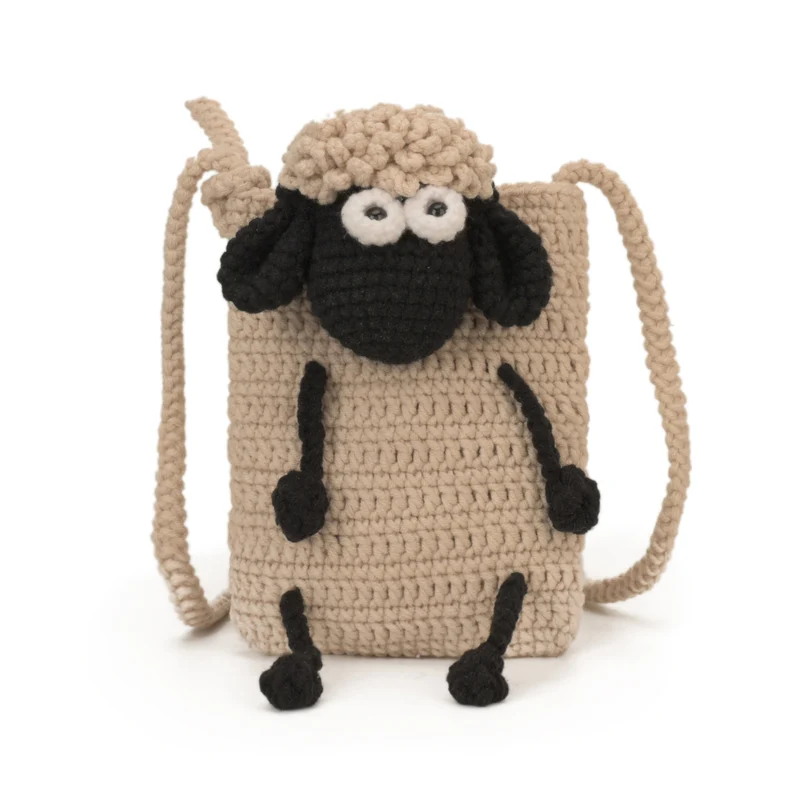 Niedlicher Schaf-Themen Häkel Mini-Rucksack