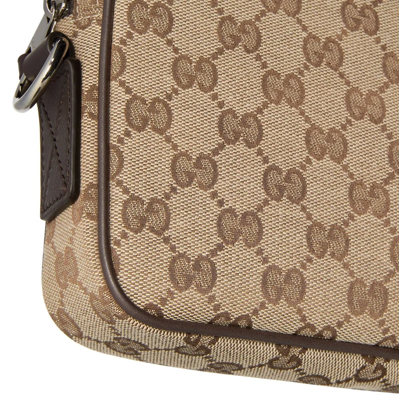 Gucci Umhängetasche Herren GG Canvas Kleine Crossbody Tasche Beige Braun 834802 FAEPS 9752