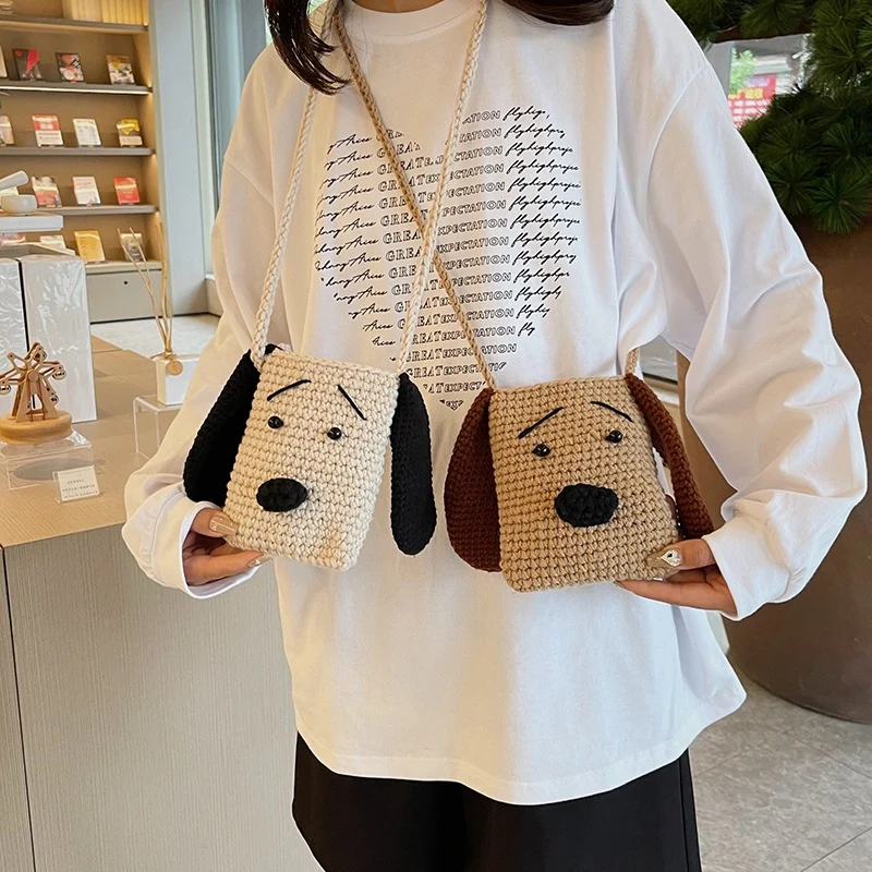 Süße hunde-themed Häkel-Crossbody-Tasche