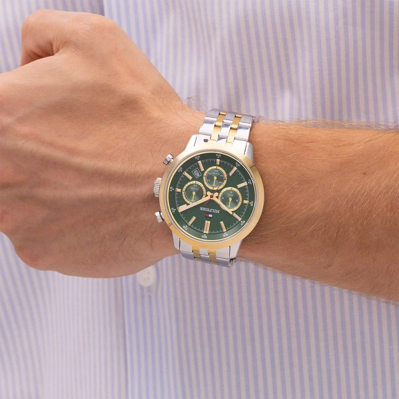 Tommy Hilfiger Kent 1710754 Herrenuhr Grün • Chronograph • Bicolor Edelstahlarmband