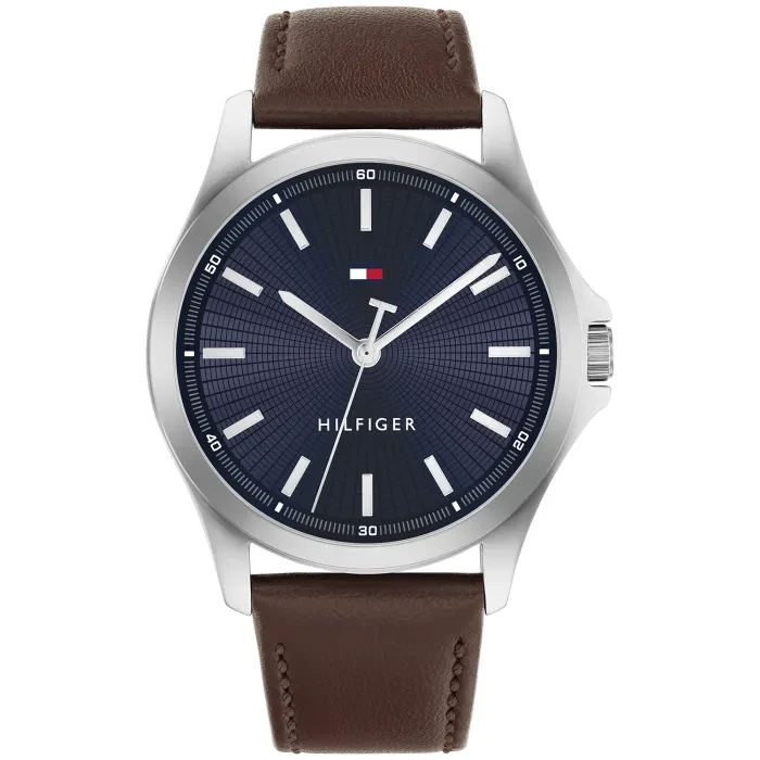 Tommy Hilfiger Bruce 1710669 Herrenuhr Blau • Echtes Lederarmband • Mineralglas