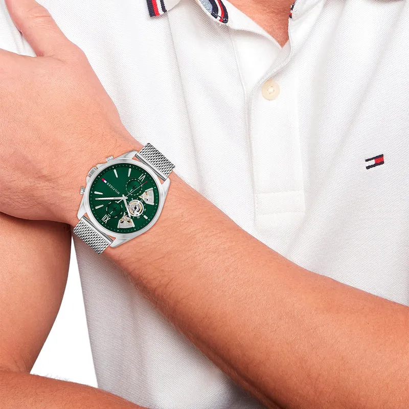 Tommy Hilfiger Baker 1710647 Herren • Grünes Chronographen-Zifferblatt • 5 BAR Wasserdicht