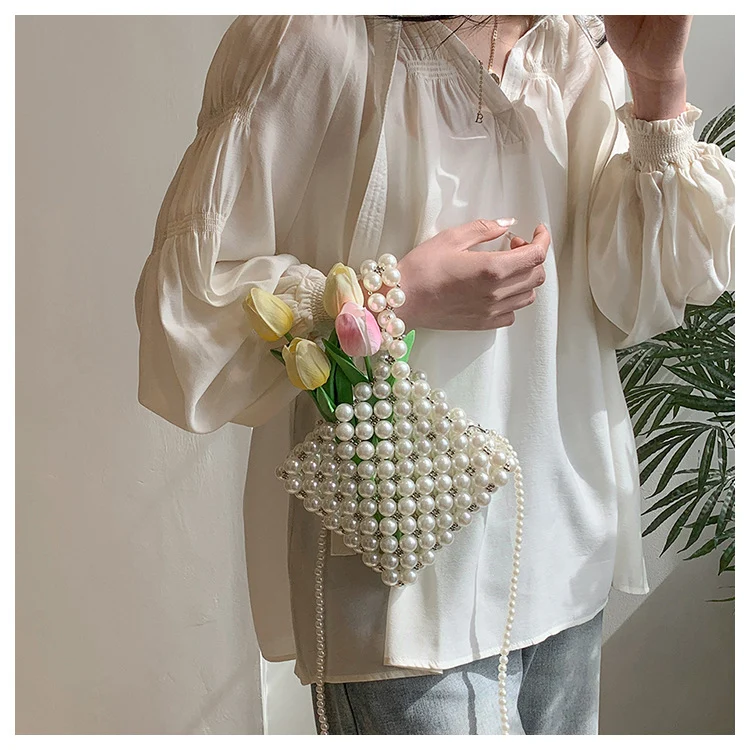 Stylische Perlen Abend Clutch
