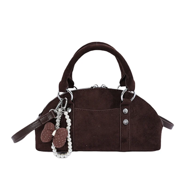 Strukturierte Wildleder-Handtasche