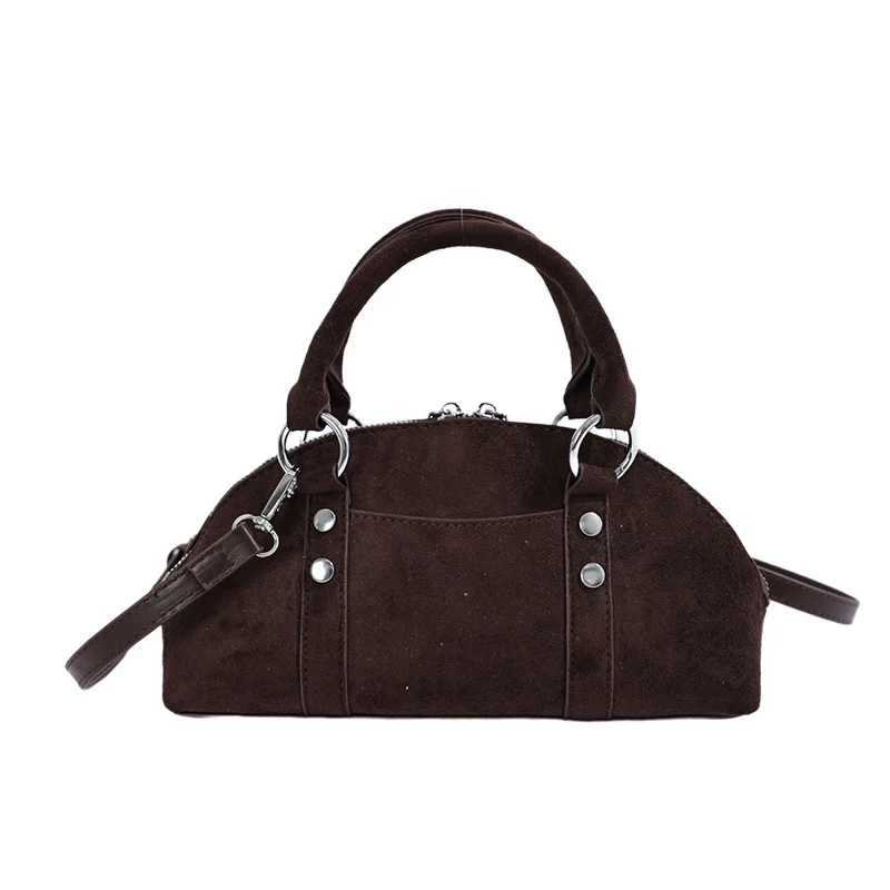 Strukturierte Wildleder-Handtasche