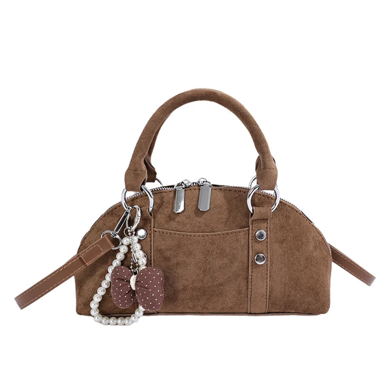 Strukturierte Wildleder-Handtasche